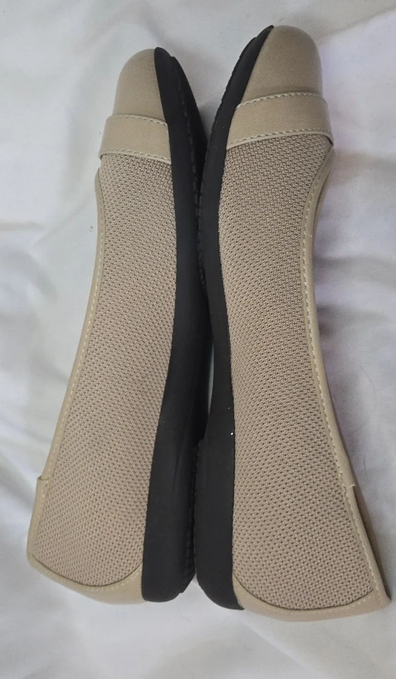 Solanz Charlotte Neutral Beige Ballet Flats with Buckle Women's 9.5 Wide